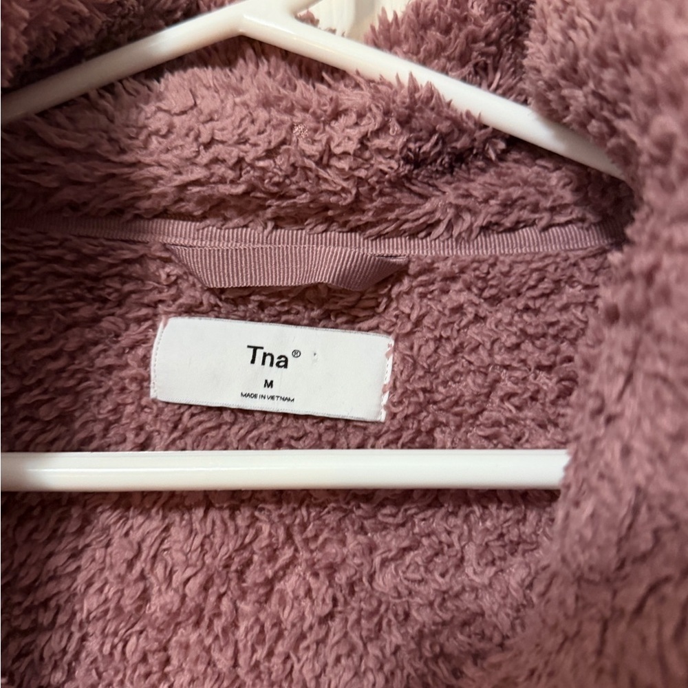 Tna Fuzzy zip mockneck 3/4 zip sweater Fleece Pullover size medium vguc *flaw - Picture 3 of 8
